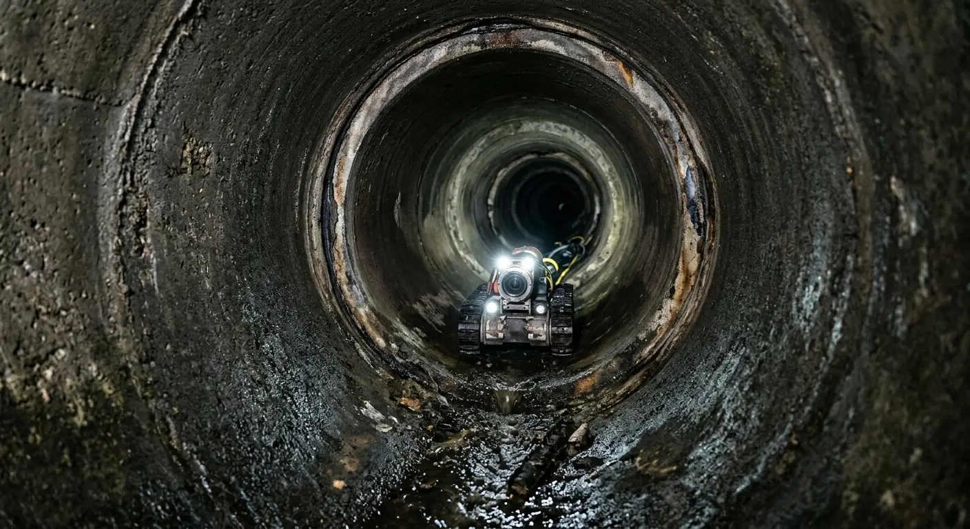 Robotic sewer camera inspecting pipe interior for Drain Snake Service in Longview